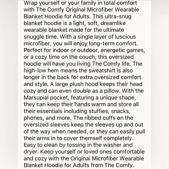 The Comfy Navy Blue Oversized Hoodie Blanket Adult Sized - Picture 11 of 13